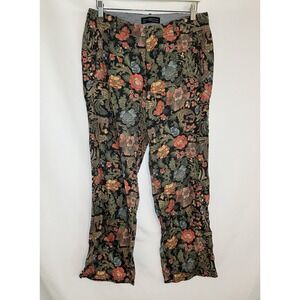 Peruvian‎ Connection Ismena Linen Nightshade Floral Wide Leg pants Whimsigoth 10